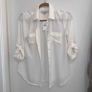 Loft white button down shirt